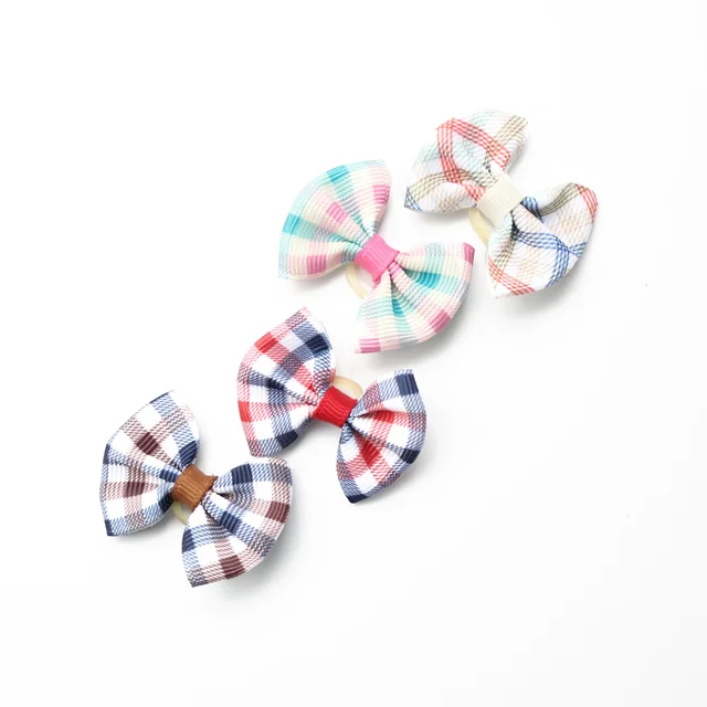 100 Pcs Handmade  Dog Bow  Plaid Ribbon Pattern Dog Grooming  Hair Bow 6029028 Pet Accessories Wholesale