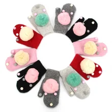 Новинка; зимние детские перчатки; теплые варежки для маленьких девочек и мальчиков; 4 цвета; вязаные утепленные варежки для новорожденных; От 1 до 4 лет