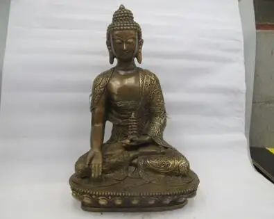 

18"Tibet Bronze Copper Buddhism lucky flowers dagoba Shakyamuni Buddha Statue