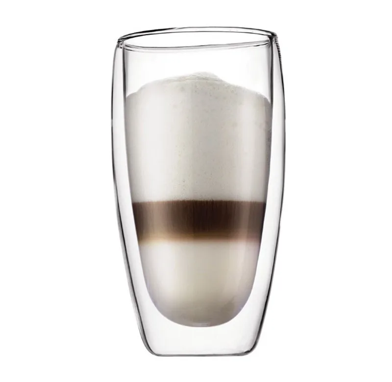 650ml Double Wall Glass Cup Clear Resistant Handmade Kungfu Tea Cup Coffee Milk Juice Lemon Healthy Drink Double Layer Glass Mug1