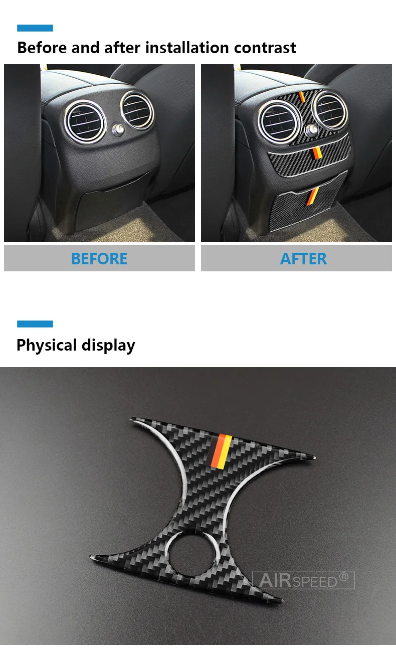 Mercedes Benz W205 C Class C180 C200 C300 GLC Accessories Carbon Fiber Car Rear Air Conditioning Outlet Cover Trim  (4)