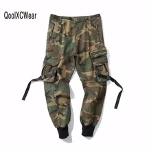 Мужские штаны в стиле хип-хоп с боковыми карманами, винтажные камуфляжные брюки-карго, уличные повседневные штаны-шаровары, военные брюки