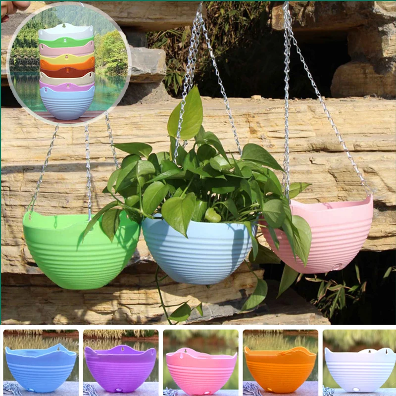 5pc Hanging Basket Flower Pot Chain Plant Planter Plant Garden Home Decor 5Color