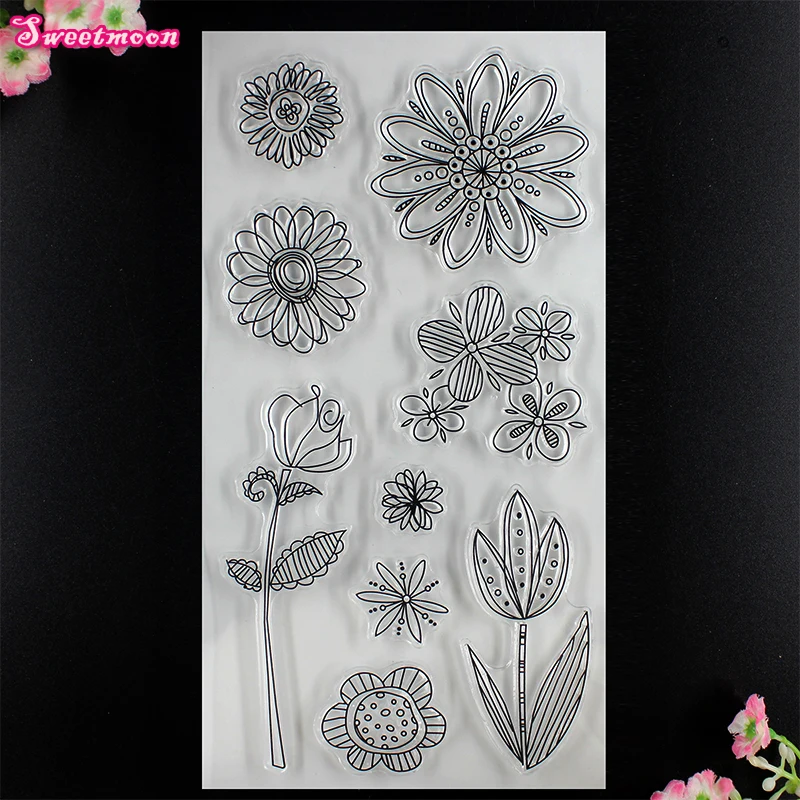 All kinds of beautiful flowers Scrapbook Clear Stamp photo cards