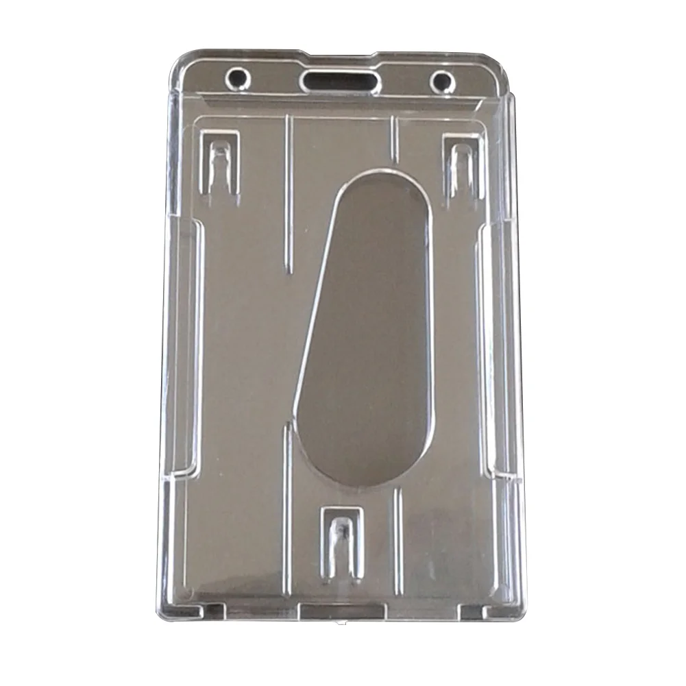 

Work Card Holder Practical Multi-use Double Side Durable Hard Plastic Portable Badge ID Card Case Transparent