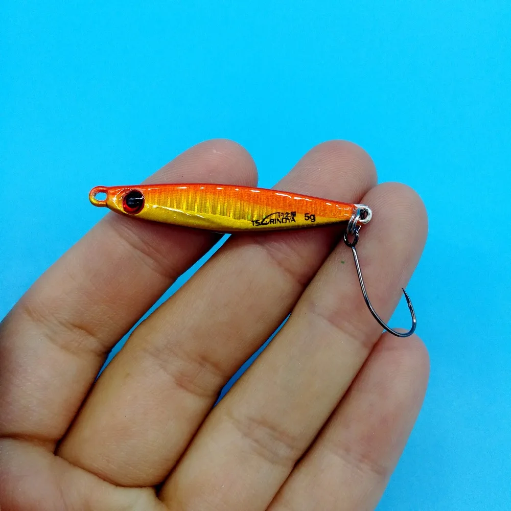 TSURINOYA 5 шт./лот Chase металлическая джиговая блесна приманка 5 г/3 г 5 цветов isca металлическая блесна с простой рючок для рыбалки снасти