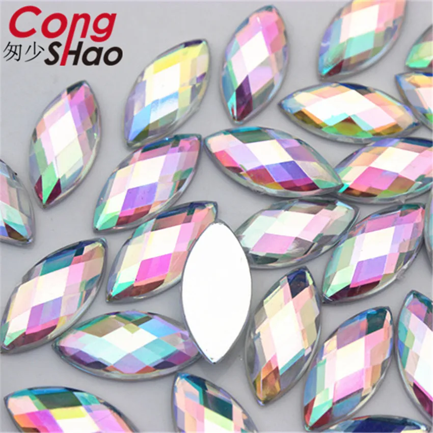 Cong shao 200 шт 7*15 мм/9*20 мм прозрачный AB Acrylic форма акриловые Стразы Flatback камни и кристаллы DIY свадебное платье CS457