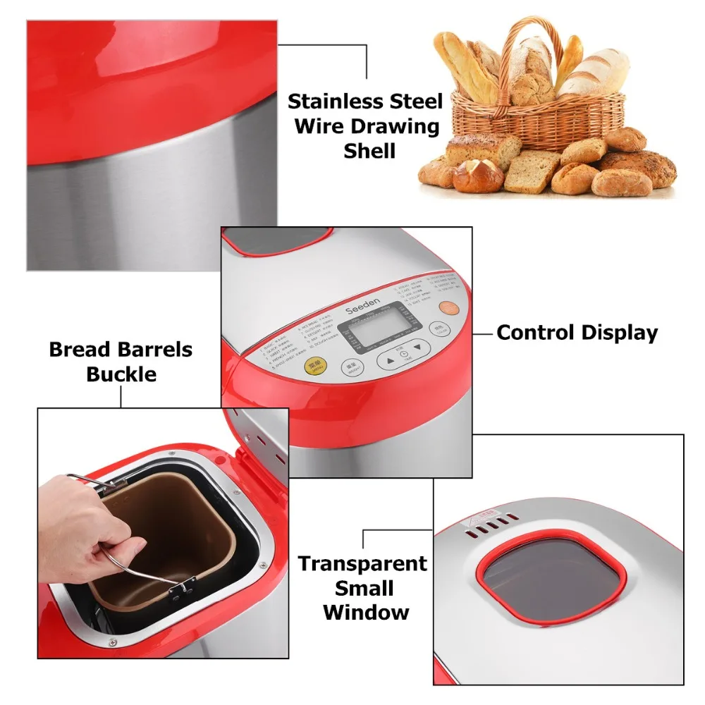 LSTACHi Электрический цифровой автоматический прибор для хлеба 220 В 500 Вт 50 Гц машина для йогурта с 19 программ из нержавеющей стали функция подсказки