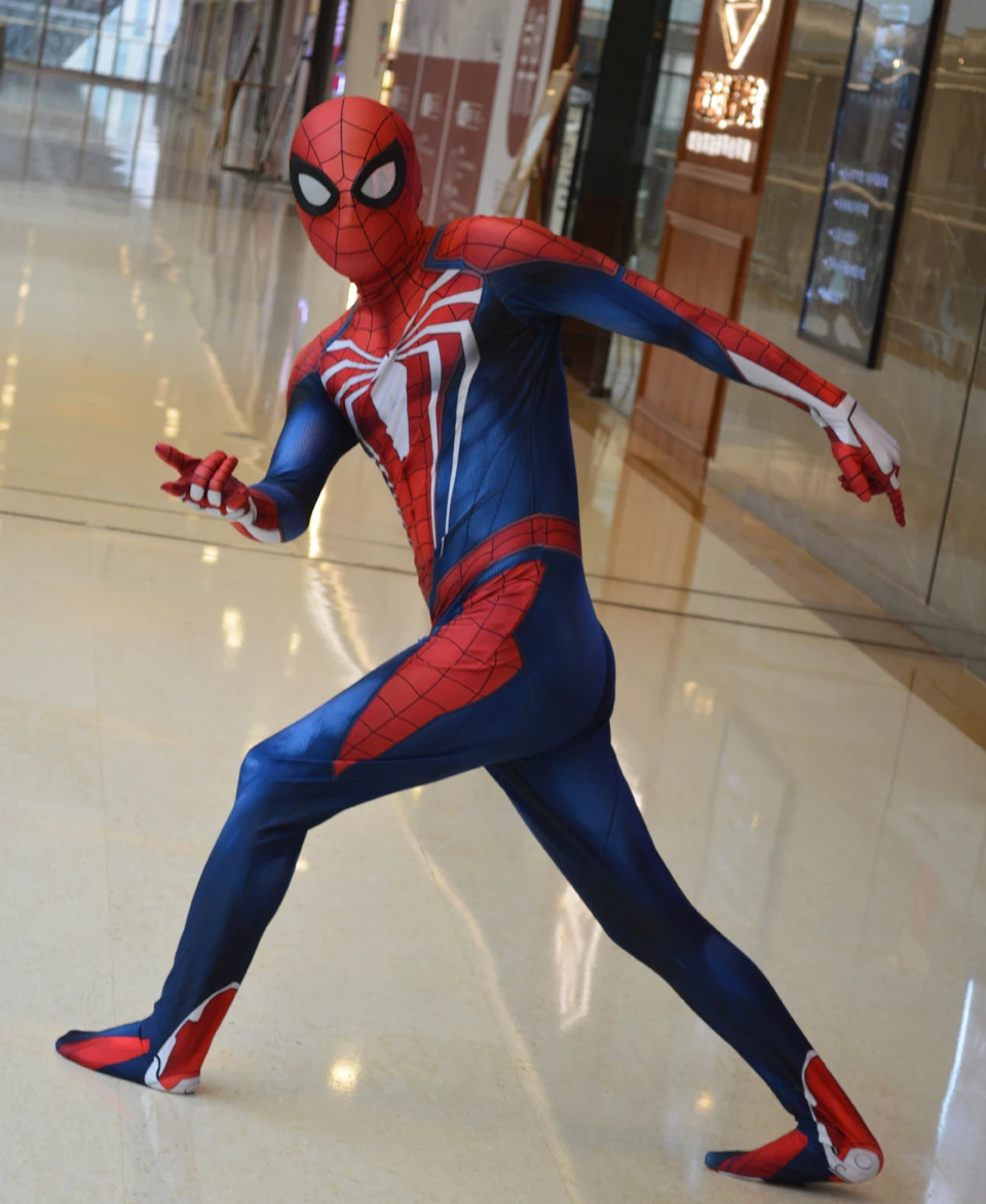 Cena Gorąca sprzedaż pająk gry PS4 insomniac Spider Man z elastanu z lycry elastycznej 3D druku Halloween Spiderman Cosplay kostium body