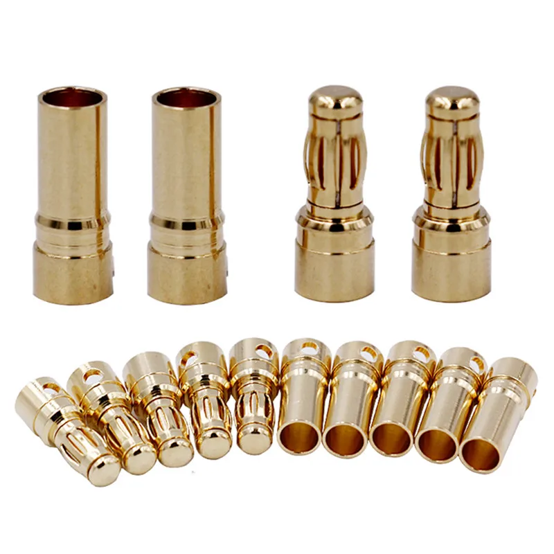 

100pairs/lot Gold Plated Connector 3.5 mm Thick Gold Plated For ESC battery 3.5mm Bullet banana 25%Off