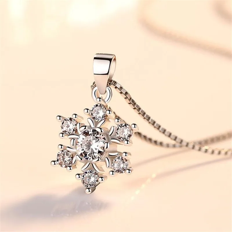 

LUKENI New Arrival 925 Sterling Silver Necklace For Women Jewellry Girl Fashion Clear Crystal Pendants Necklace For Lady Party