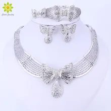 Дубай посеребренные ювелирные украшения Прекрасные ювелирные украшения наборы для женщин модное ожерелье Ювелирные наборы для женщин ожерелье ювелирные наборы