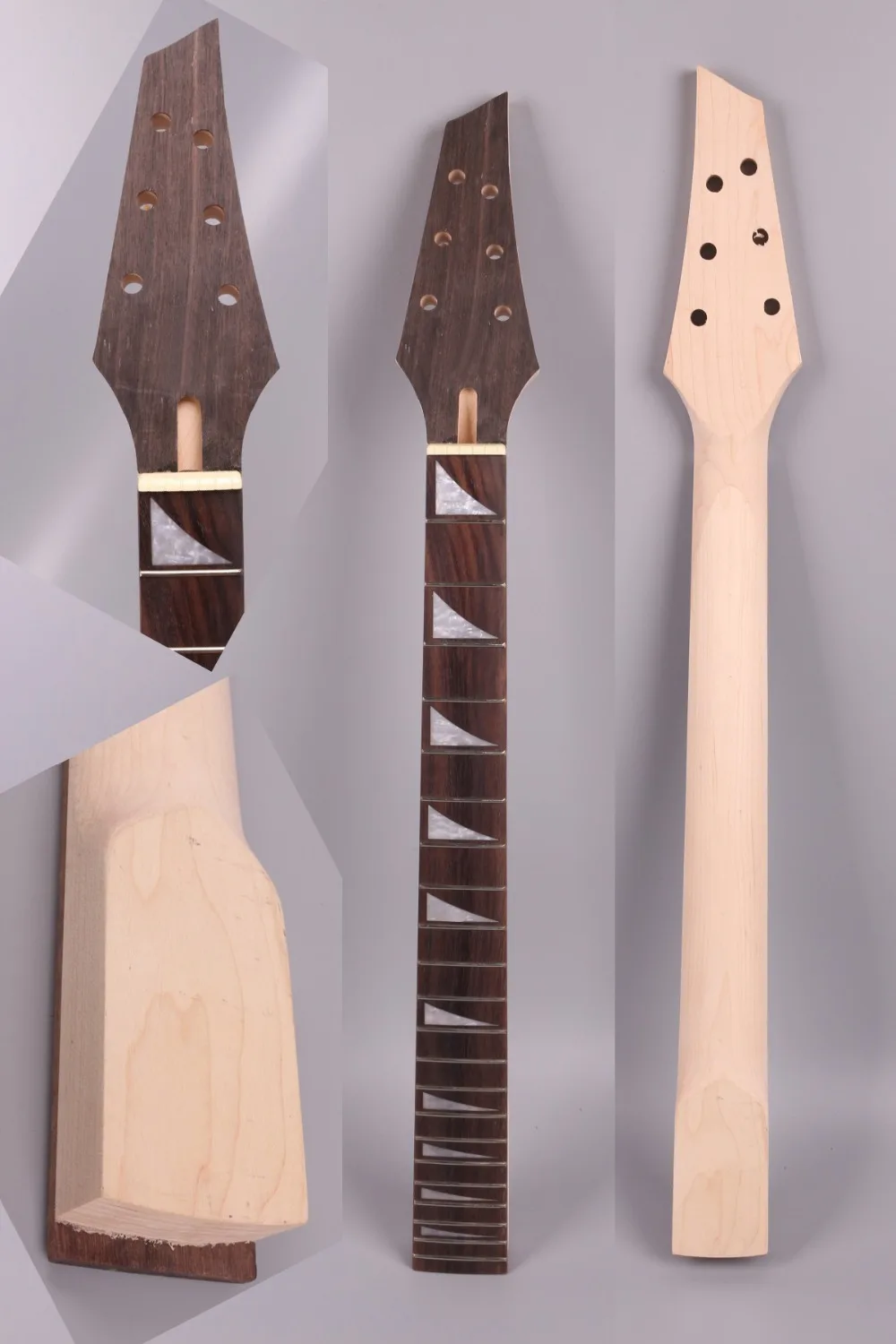 

Yinfente Electric Guitar Neck Replacement 22 Fret Rosewood Fretboard Shark Inlay 25.5 Inch Maple Normal nut #3