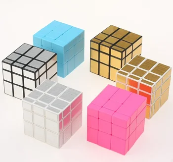 

Newest Yuxin Mirror Cube 3x3 black and white with silver stickers, black and white with golden stickers, pink and blue