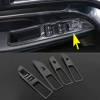 

4pcs For Ford Explorer 2016-2018 carbon fiber Interior Door Armest Window Switch Cover Trims car styling