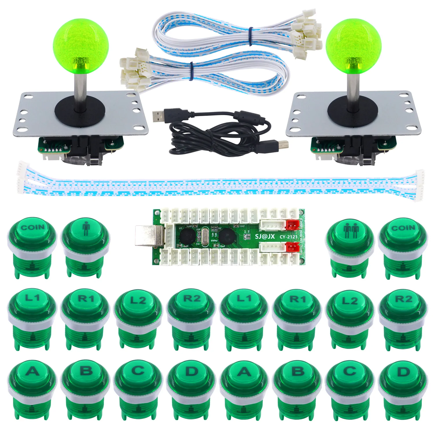 SJ@ JX 2 игрока светодиодный набор для аркадных игр DIY светодиодный контроллер с кнопкой Retropie боевой джойстик Raspberry Pi Нулевая задержка USB энкодер