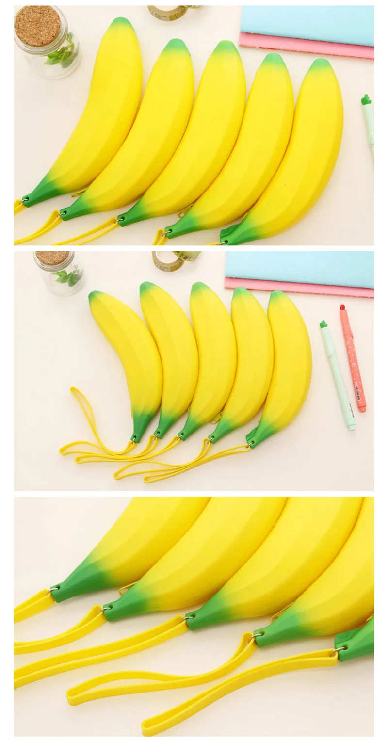 Cute Coin Purse Banana Pencil Case Kawaii Bag Silicone Purse Children's Purses For Kids Yellow Ulrica Coin Bags For Women Funny (9)