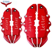 KUNBABY Rosso Plastica ABS Car Auto 3D Parola Style Pinza Freno A Disco Copertine Anteriore E Posteriore Taglia M + S 4 Pz