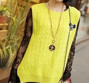 2015 Autumn & Winter New Korean Fashion Women Sweater Vest Loose O neck Pullover Sweaters Candy Color Knitted Wool Coat|coat girl|sweater dogcoat zip