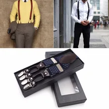 Для мужчин жаккардовые Y-Форма чулок Non-Slip 6 зажимы эластичные регулируемые брюки на подтяжках