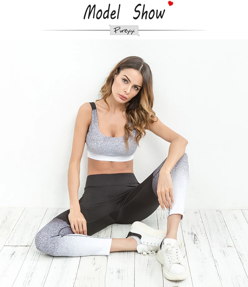 2PCS Graffiti 3D Printed Women's Sport Wear Vest Tank Top and Long Leggings Outfit Yoga Set Black White Fitness Tracksuits (3)