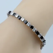 Высокое качество белый черный ювелирные изделия из циркона для Для женщин Наложение ссылка Чиан Браслет 7 дюймов подарочная упаковка B28