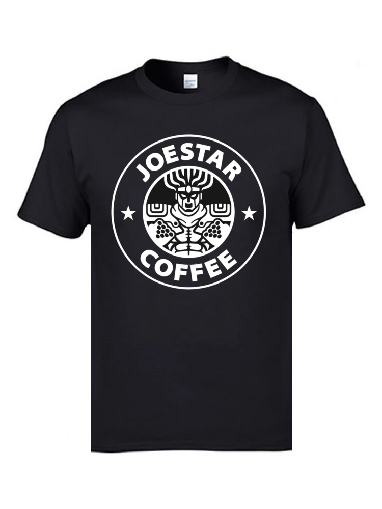 Joestar Coffee 16423 Cotton Fabric T Shirts for Men Short Sleeve Family Tees Retro Labor Day O Neck Tops T Shirt Fashionable Joestar Coffee 16423 black