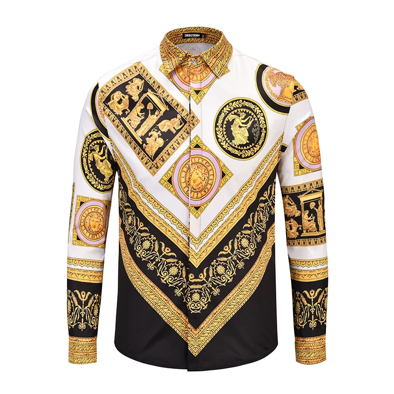 

Seestern brand men's long sleeve shirt western style printing new palace luxury fashion casual designer youth 3D Shirts Tops