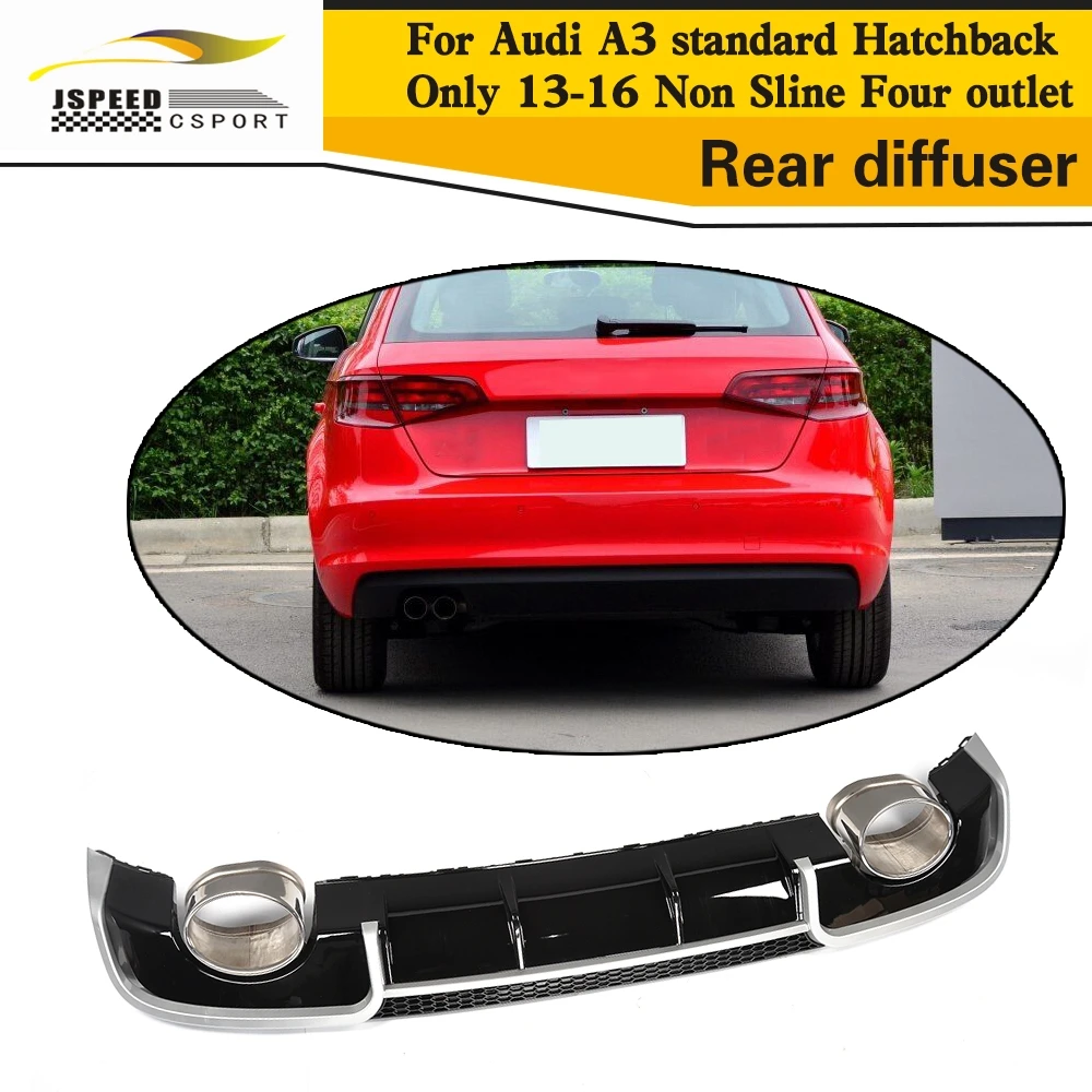Black Rear Bumper lip diffuser With Exhaust tips muffer assembly for Audi A3 standard Hatchback 13-16 Non Sline Four outlet Black Rear Bumper lip diffuser With Exhaust tips muffer assembly for Audi A3 standard Hatchback 13-16 Non Sline Four outlet
