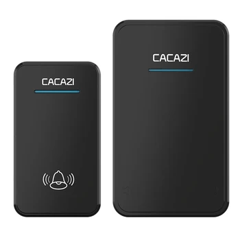 

Hot Cacazi Black Wireless Doorbell Waterproof 300M Remote Long Range Door Bell 48 Rings 6 Volume Door Chime Uk Plug