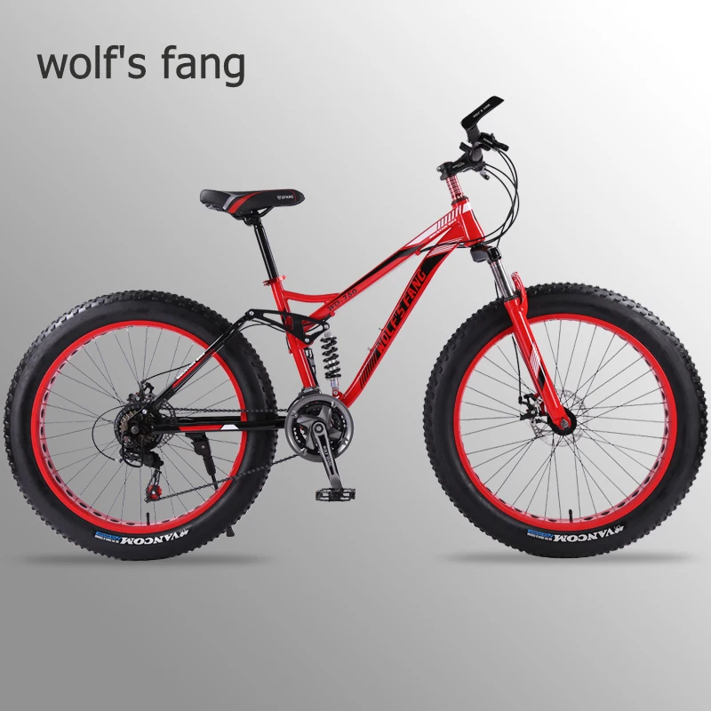 wolf's fang Bicycle 26 inch 21 speed Fat Mountain Bike road bikes mtb Man fat bike bmx Spring Fork bicycle Free shipping
