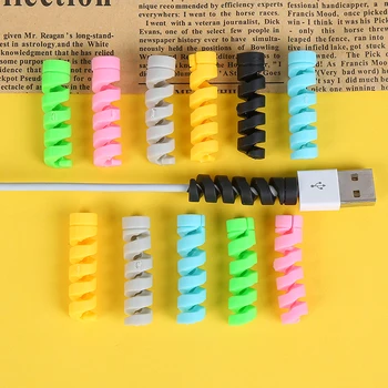 

Spiral Cable protector Data Line Silicone Bobbin winder Protective For iphone Samsung Android USB Charging Case