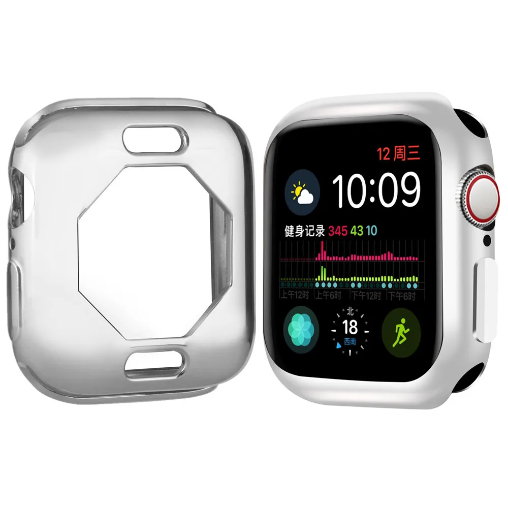 Ультра тонкий чехол для часов с покрытием для Apple Watch Series 4 5 Чехол 44 мм 40 мм чехол все вокруг Мягкий ТПУ защитный чехол рамка оболочка