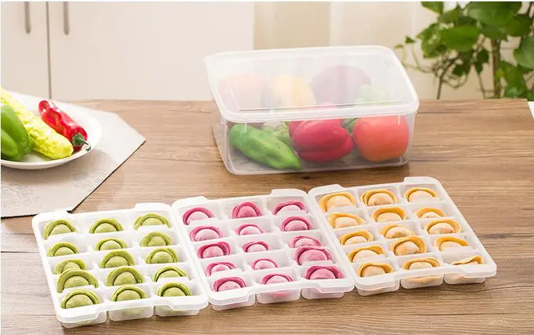

1PC Square Convenient Handle Refrigerator Pp Storage Box Frozen Dumplings Non-stick Food Convenient Crisper OK 0824