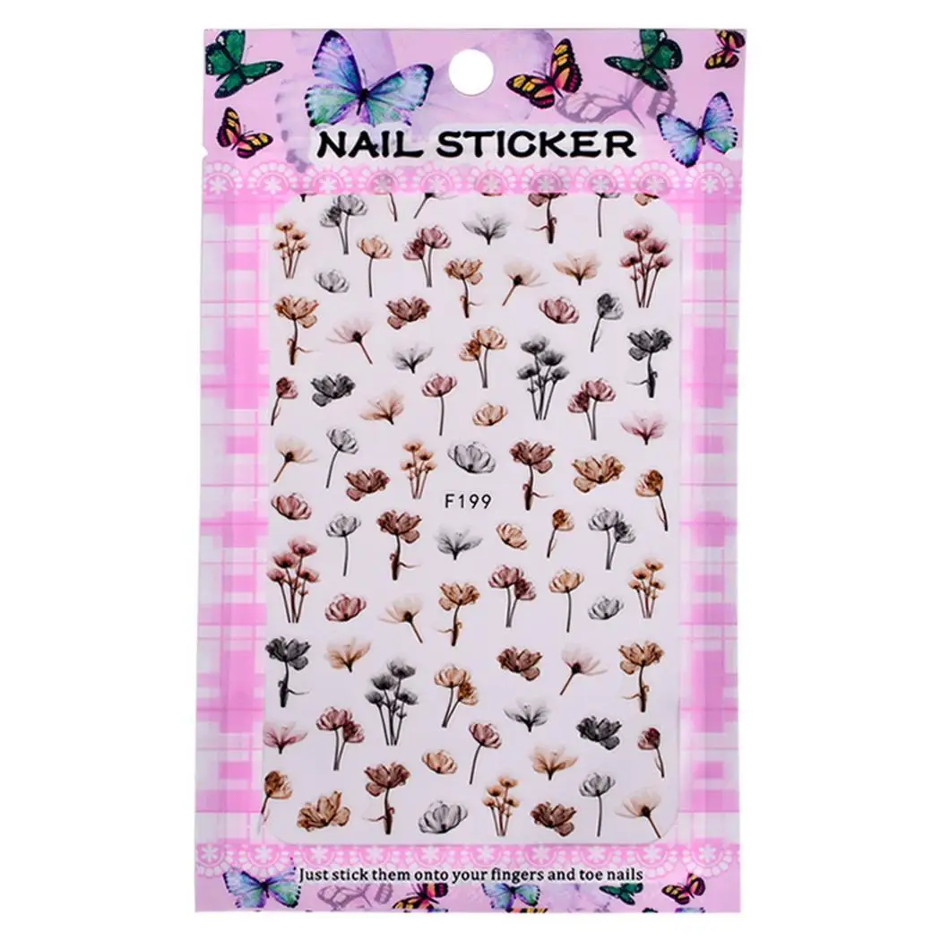 

Fashion F Series Adhesive Sticker Waterproof 9.4x15.4cm/3.70x6.1inch Slim Flower 3D sticker Art Nail Sticker