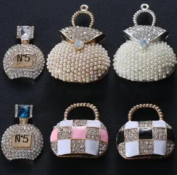 

Diamond perfume bottles handbags alloy buttons, pearl rhinestone button embellishments for scrapbooking diy Jewelry accessories