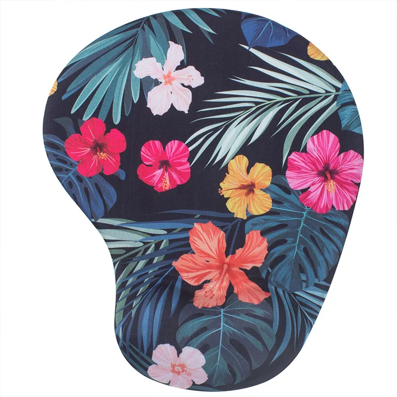 

Mouse Pad with Wrist Rest Support for Girls Women, Tropical Floral Memory Foam Wrist support mice pad for office work, gaming