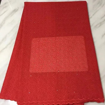 

Red African Lace Fabric 2018 High Quality 100%Cotton Lace Swiss Voile Lace With Stones Swiss Voile Lace In Switzerland