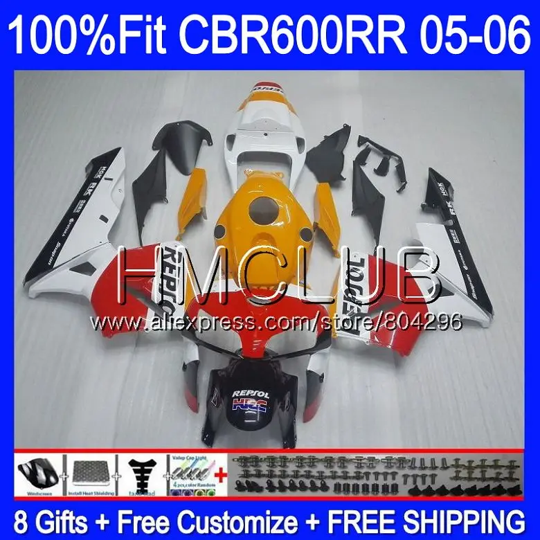 Литые изделия для Honda CBR 600RR 600F5 CBR600 RR 05 06 64HM образования легкой пены. 3 CBR600F5 CBR600RR F5 05 06 CBR 600 RR Repsol красный 2005 2006 обтекатель - Цвет: No. 1