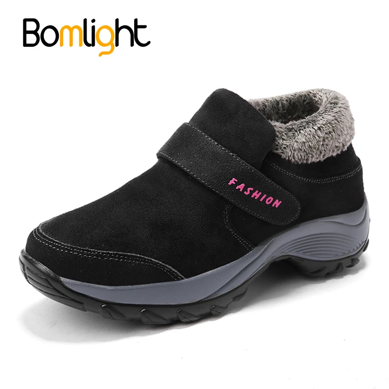 

Bomlight Size 42 Cushion Women Winter Boots Height Increasing Walking Shoes Ankle Boots Woman Warm Fur Plush Outdoor Shoes