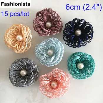 

15 pcs Handmade Bird Nest Flowers,6cm(2.4") Fabric Flowers For Hat,Headband,Shoes Decoration,Handmade Flowers With Pearl Center