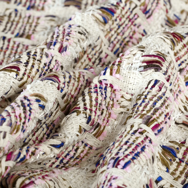 

150CM Wide 480G/M Weight Colorful Check Soft Knitted Tweed Acrylic Polyester Cotton Fabric for Autumn Spring Dress Jacket E922