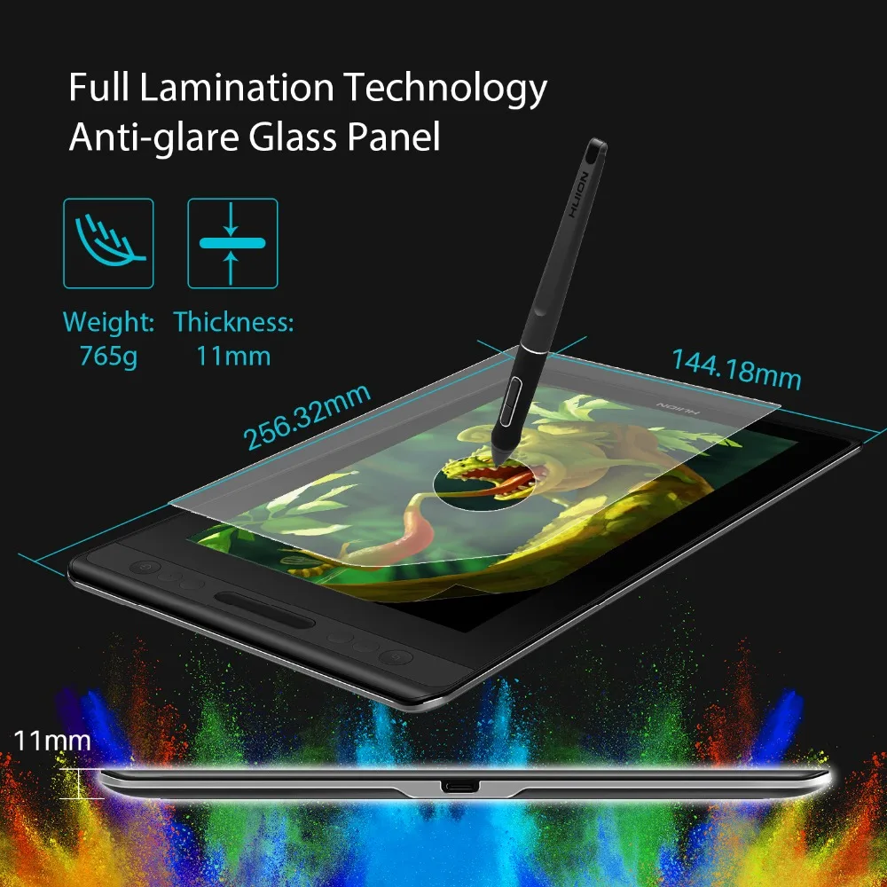  HUION Kamvas Pro 12 GT-116 pluma de apoyo inclinable sin batería Monitor de pantalla de 116 pulgada