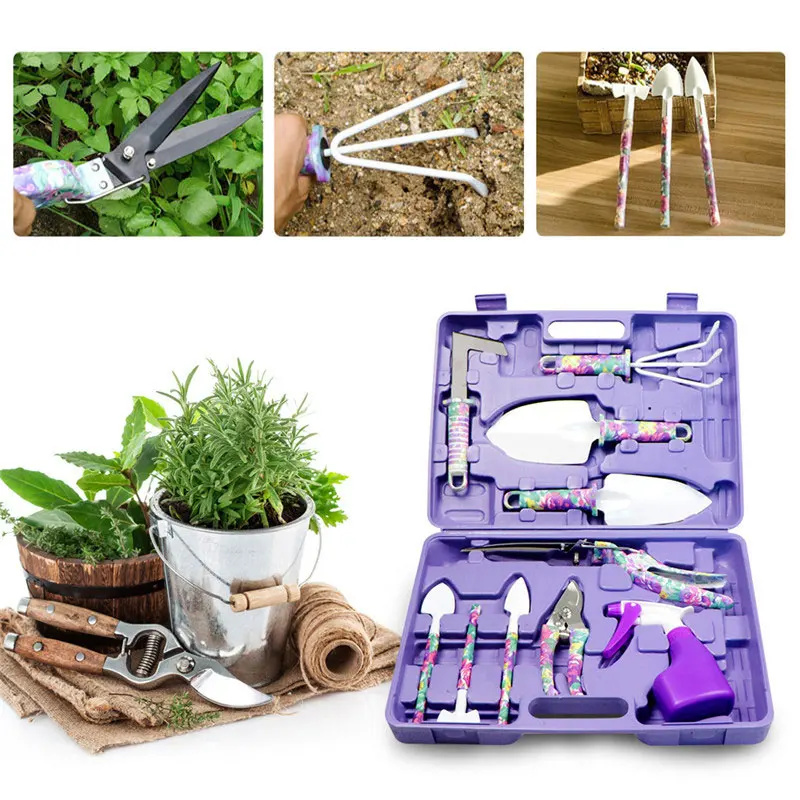 

10Pcs Garden Tools Set Garden Bonsai Hand Tools Set Potted Flower Planting Shovel Gardening Tools Kit Plastic Handle Shovel