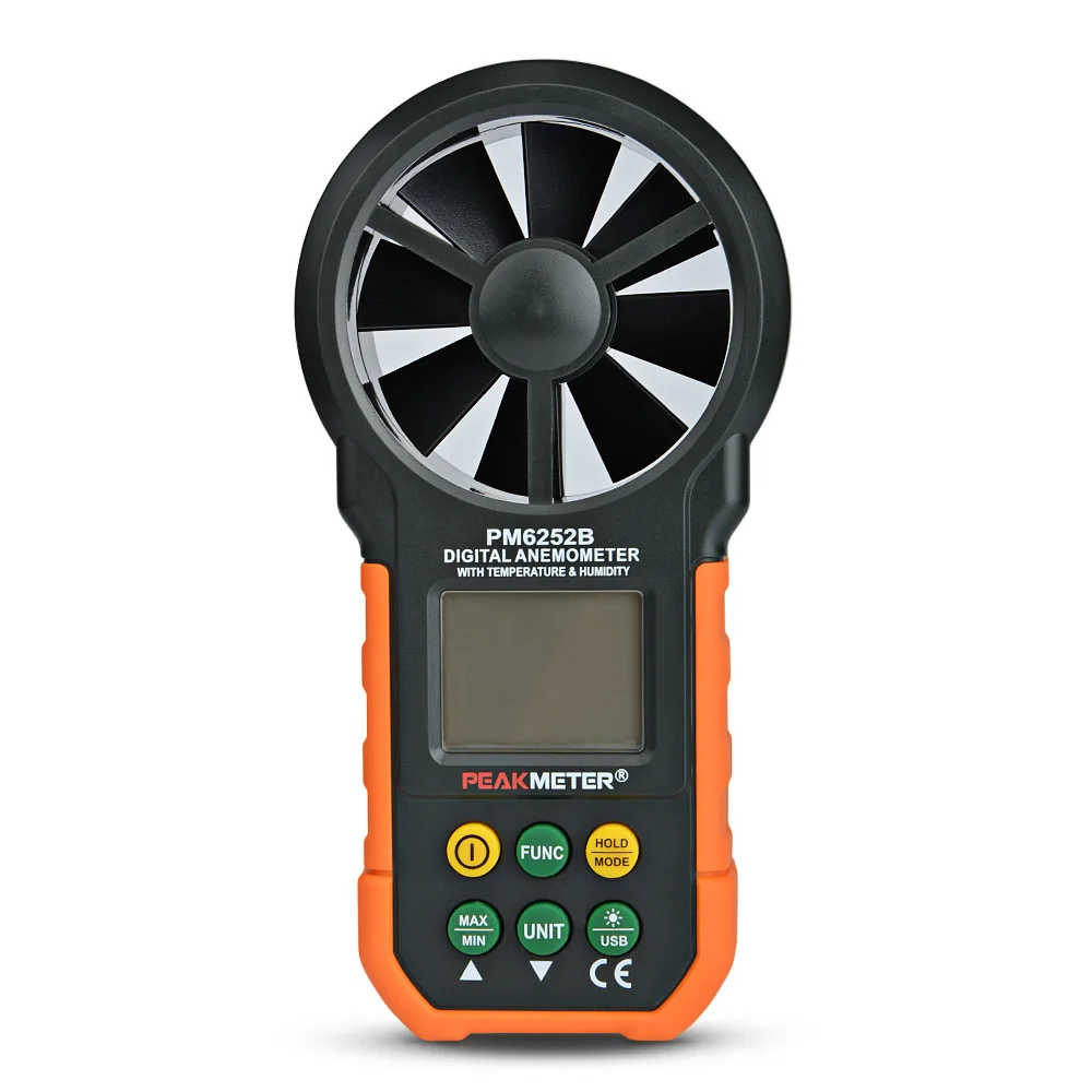 

PEAKMETER PM6252B Multifunction Digital Anemometer Tachometer Professional Wind Speed Test Meter Air Volume Thermometer Humidity