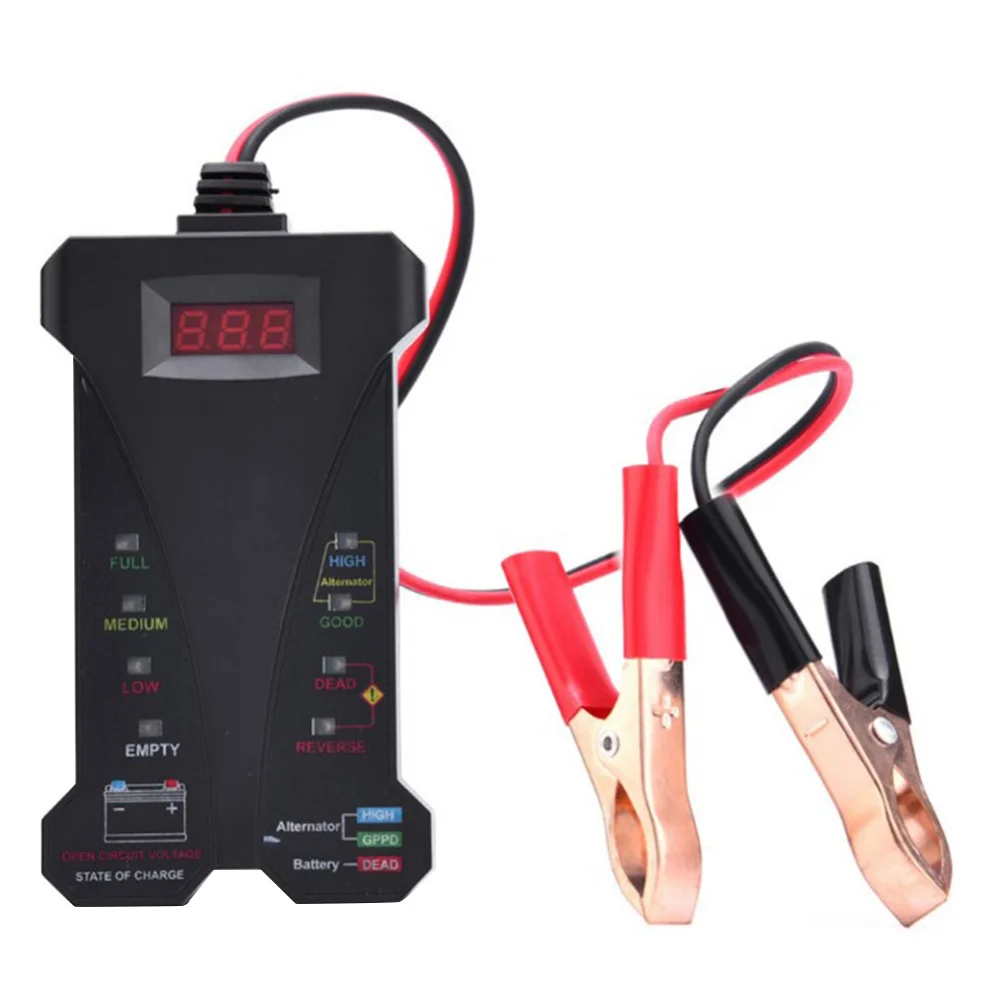

Motopower MP0514A 12V Digital Battery Tester Voltmeter Charging System Analyzer LCD Display LED Indication - Black Rubber Paint