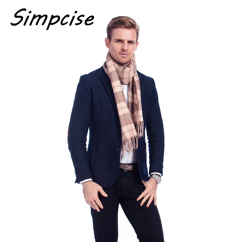 best scarves for men Business Tartan winter men scarf Big Size Soft Tassel Left And Right Version Cachecol  Brand A3A1743 black scarf mens