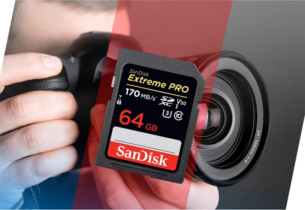 Sd-карта SanDisk Extreme PRO, 128 ГБ, 64 ГБ, 32 ГБ, 16 ГБ, 256 ГБ, 512 ГБ, SDHC, UHS-I, высокая скорость, класс 10, 95 МБ/с./с, V30 для камеры