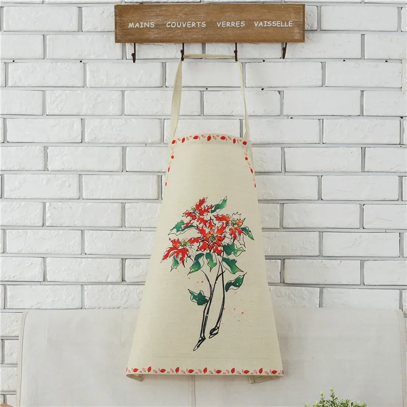 1pcs Cotton Linen Owl Flower Pattern Apron Woman Adult Bibs Home Cooking Baking Coffee Shop Cleaning Apron Kitchen Accessory - Цвет: B