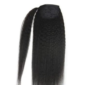 

Full Shine Natural Black Color Ponytails With Clips For Afro Women 100g Machine Made Remy Hair Clip in Ponytail Hair Extensions